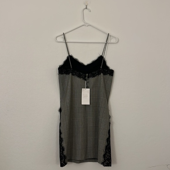 Zara Plaid Mini Dress with Lace Detail NWT - Picture 2 of 3